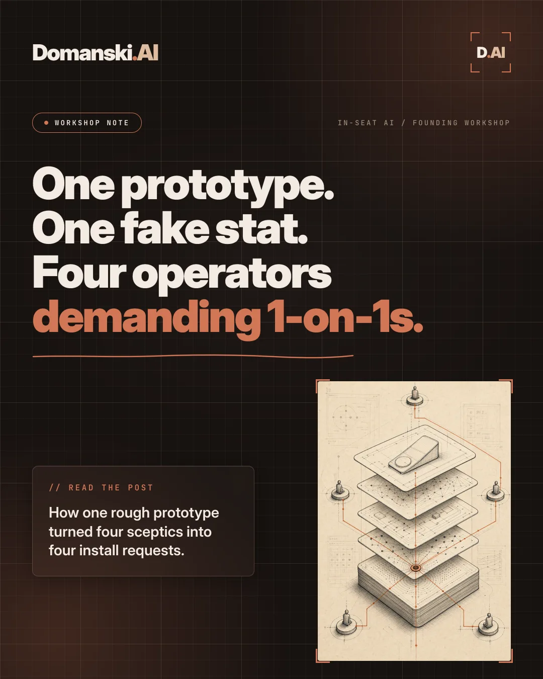 Domanski.AI poster for the Mack Brands Founding Workshop story